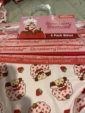 STRAWBERRY SHORTCAKE 5 PACK MEDIUM JUNIOR BIKINI 100 COTTON PANTIES NWT