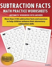 SUBTRACTION FACTS MATH PRACTICE WORKSHEET ARITHMETIC By Shobha **BRAND NEW**