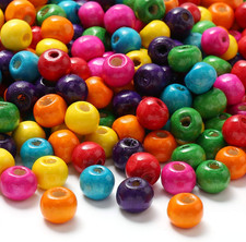 1000Pcs Colourful Wooden Beads round Paint Wooden Beads Spacer Bead with 8Mm Lar