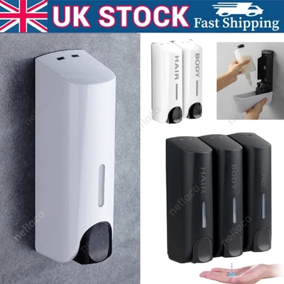 Soap Dispenser Wall Mounted Liquid Bathroom Hand Soap Shower Gel Shampoo UK