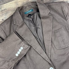 Lauren ralph lauren womens 12 Brown linen 2 button long sleeve blazer FLAW