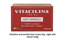 Vitacilina Facial Cream, Antiwrinkle (Retinol, Niacinamida, and Vit E, 100g)