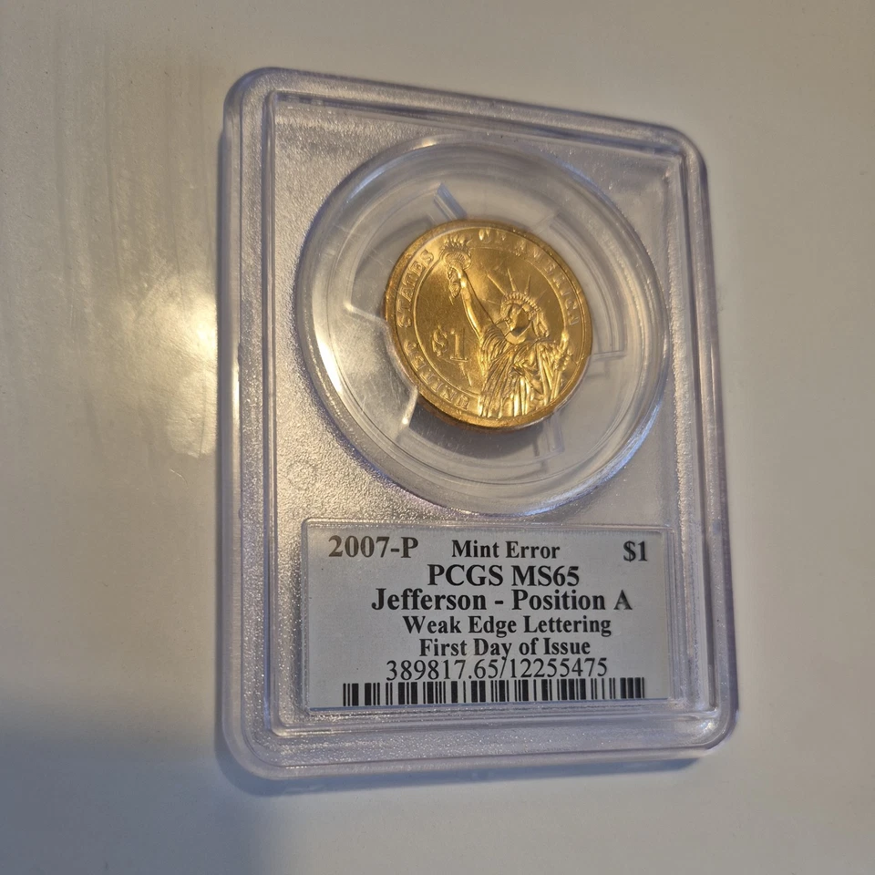 2007-P JEFFERSON WEAK EDGE LETTERING POSITION A-PCGS MS-65 FIRST DAY OF ISSUE - Image 3 of 4