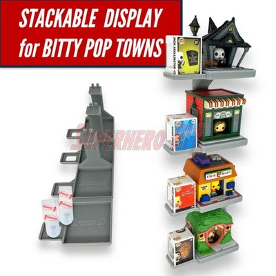STACKABLE Floating Shelf for Bitty Pop Towns | Includes command strips