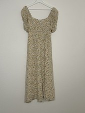 Reformation Floral Midi Dress Puff Sleeve Cottagecore Yellow Size 2