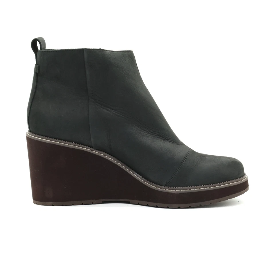 TOMS Damen Stiefelette Leder Keilabsatz Schwarz Classic Stiefeletten EU 43.5 - Bild 2 von 4