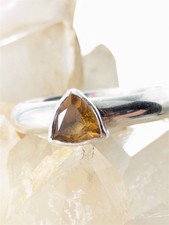 MP Sterling Silver Yellow Citrine Triangle Solitaire Ring Size 8.25 - 4.5 Grams