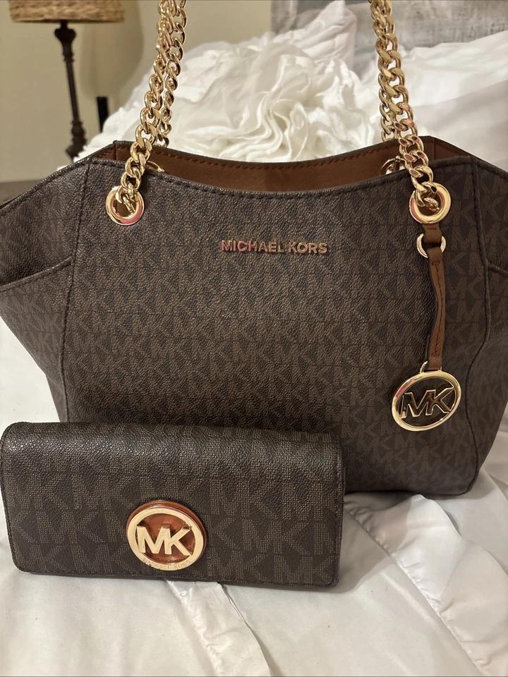 Bolso de Mano Michael Kors Jet Set Grande Firma Cadena con Cartera Grande a Juego Foto 4 de 4