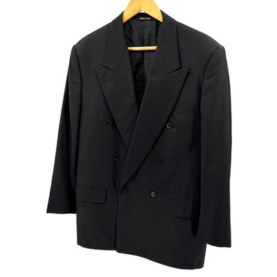 Vintage 90s Duemila by Sandro Zanella Black Textured Double Breasted Blazer