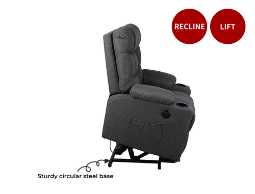 Levede Recliner Chair Electric Lift Chairs Armchair Lounge Fabric Sofa USB - Picture 7 of 12