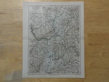 Genuine(1908) Lithograph Map Grand Duchy of Hesse (N14)