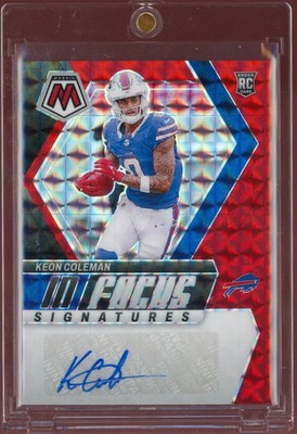 2024 Panini Mosaic Football Keon Coleman In Focus Red Rookie Auto /199