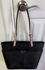 Michael Kors Bedford Tote Bag In Black With Tan Straps