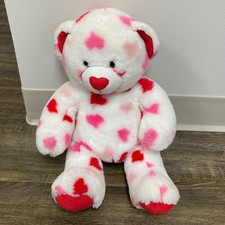 Build a Bear Workshop White Pink Red Hearts Teddy Bear Plush Stuffed Animal