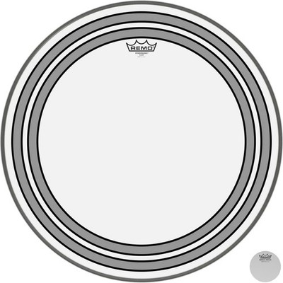 Remo 22'' Powersonic Clear Bass Drum Fell Zwei Schichten Muffles Dämpfer Abnehmb.