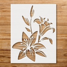 Floral Lily Flower Wall Art Reusable Stencil for DIY Crafts - StencilAir