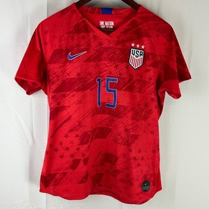Nike USWNT Soccer Jersey Womens L Red Megan Rapinoe 15 2019 Away AJ4397-688