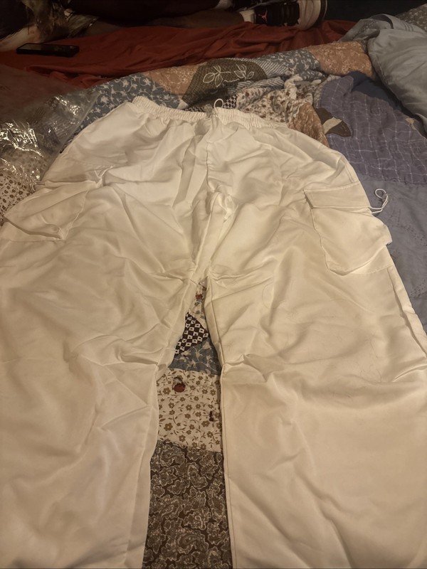 Large White Pair Wide Leg Jogging Pants Women