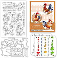 Cartoon Chicken Clear Stamps and Dies for Card Making Layering Stencil Metal