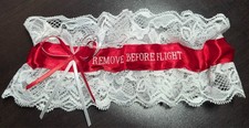Remove Before Flight Pilot Aviation Lace Bridal Wedding Garter Personalized