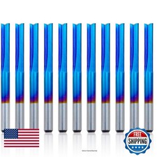 FoxAlien 10pcs 1/8" 2-Flute Straight CNC Router Bits End Mill, 1/8 Shank Nano