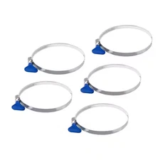 POWERTEC 70120 4" SS Key Hose Clamp 5-Pack Thumb Screw Dust Collector