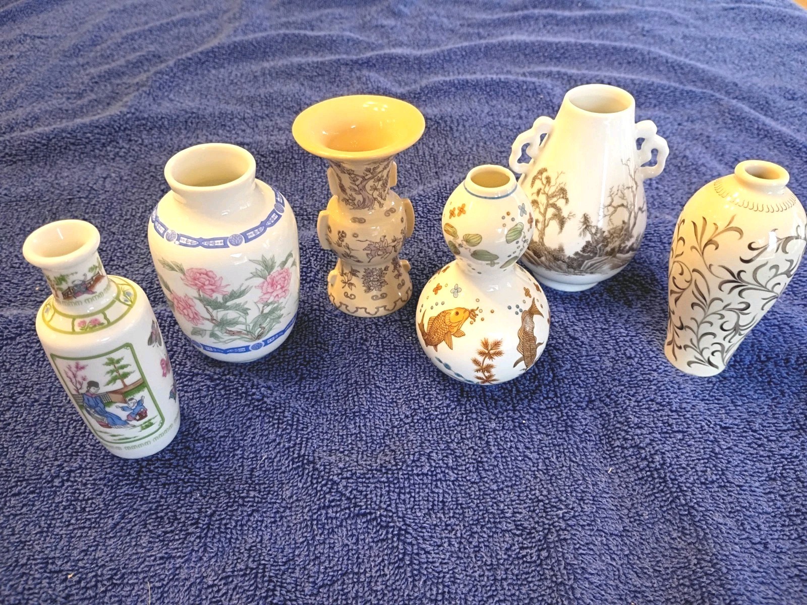 Vintage Franklin Mint Treasures of the Imperial Dynasties 6 Miniature Vases 1980