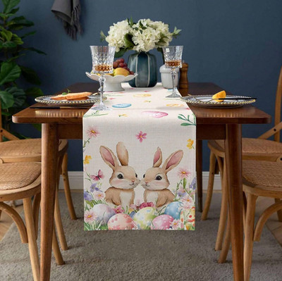 Osterhasen Tischläufer 33x180cm Eier Blumenmuster Frühling Wohndeko