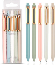 Gel Pens, 5 Pcs 0.5Mm Retractable Quick Dry Black Ink Fine Point Rolling Ball Ge