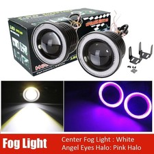 3.5 89mm Cob Led Fog Light Projector Car Halo Ring Drl Lamp Purple Angel Eyes