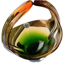 Vintage 1950s Italian Murano Green Yellow Sommerso Basket Art Glass Centrepiece