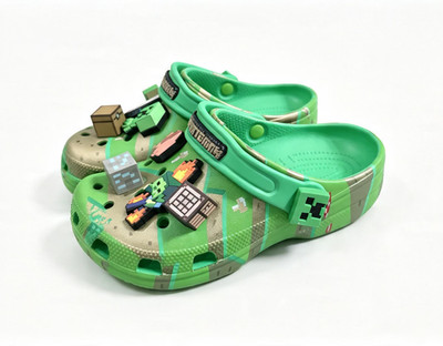 Minecraft x Crocs Classic Clog Green Gaming Shoes Jibbitz New Minor Factory Defe
