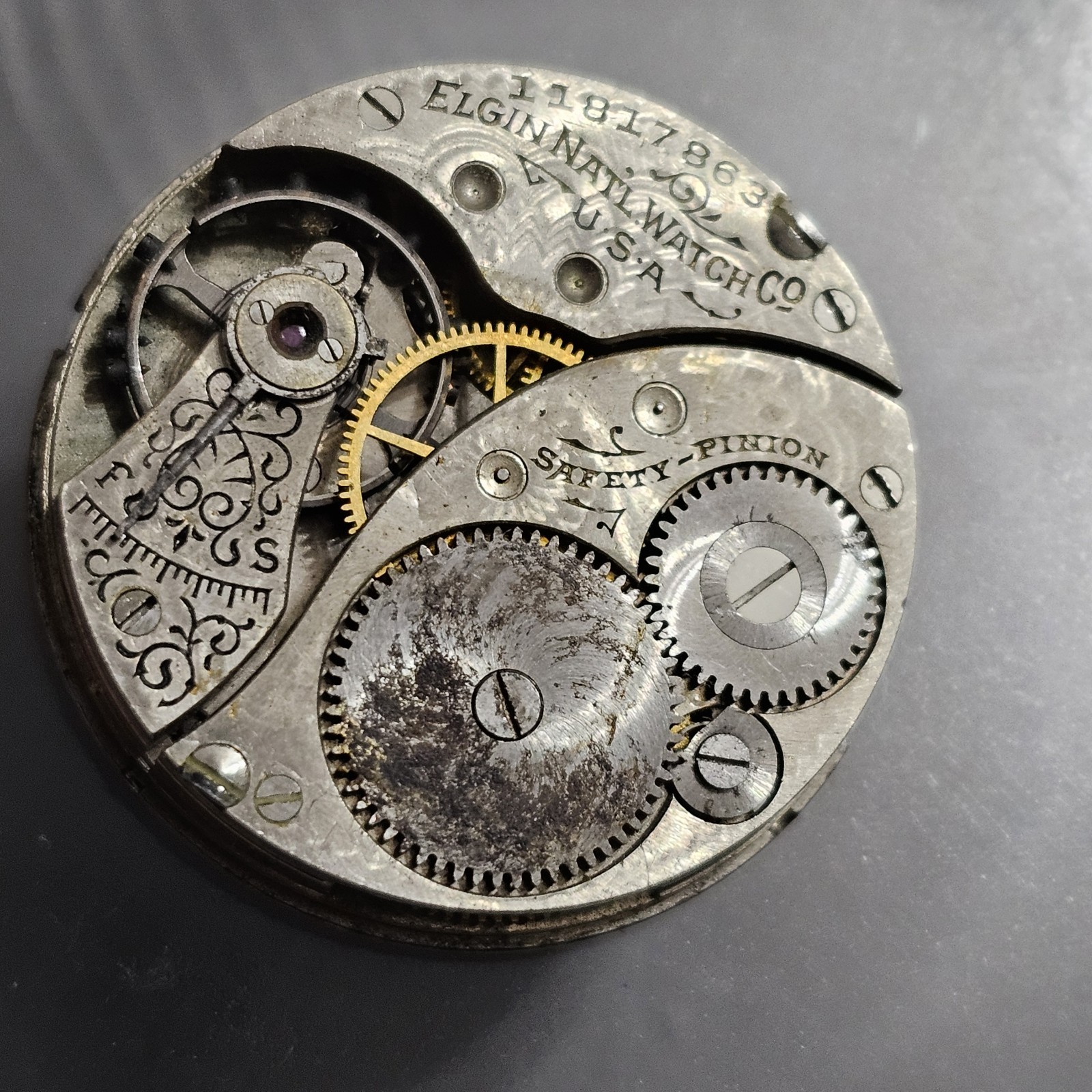 1905 Elgin Grade 320 0s 7j Model 2 Hunter Parts Repair Pocket Watch Movement