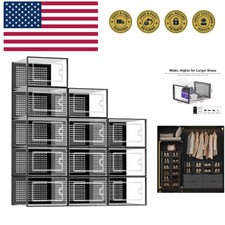 X-Large Shoe Storage Boxes Organizers Clear Plastic Stackable 12 Pack, Shoe R...