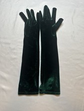 Dark Green Velvet Opera Gloves Elbow Length 16  Formal Evening Gothic One Size
