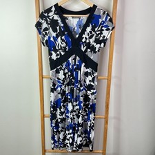 Jacqui E Maxi Dress Womens Small Multicolour Floral Short Sleeve V-Neck Midi