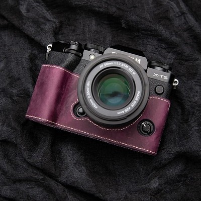 For FUJIFILM XT5 X-T5 Handmade Genuine Real Leather Half Camera Case Bag Cover