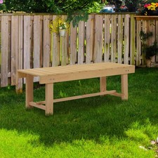 Image of Wooden Garden Bench 2 Seater Outdoor Patio Loveseat Yellow 110cm