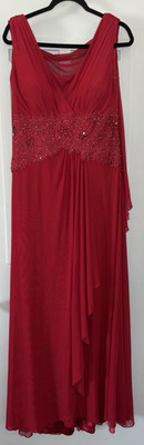 Montage by Mon Cheri red full length sleeveless gown sheer covering - SZ 12