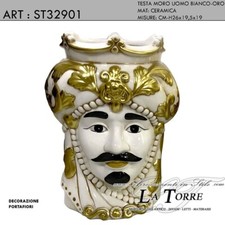 Statua scultura testa di Moro uomo Vietri portafiori 26h cm bomboniera in cerami