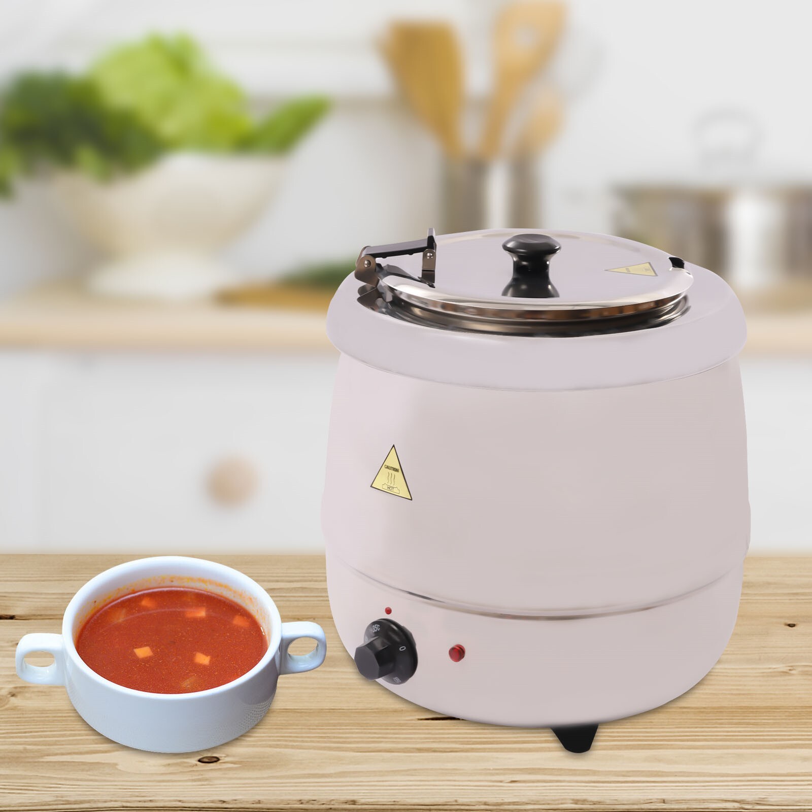 10L Countertop Food Soup Kettle Warmer & Lid Commercial Kitchen Stainless Steel