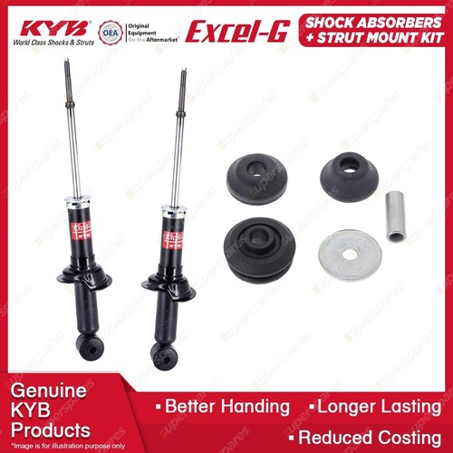 2 Rear KYB Shock Absorbers + Strut Top Mount Kit for Mitsubishi Lancer CJ 07-16 - Picture 2 of 3
