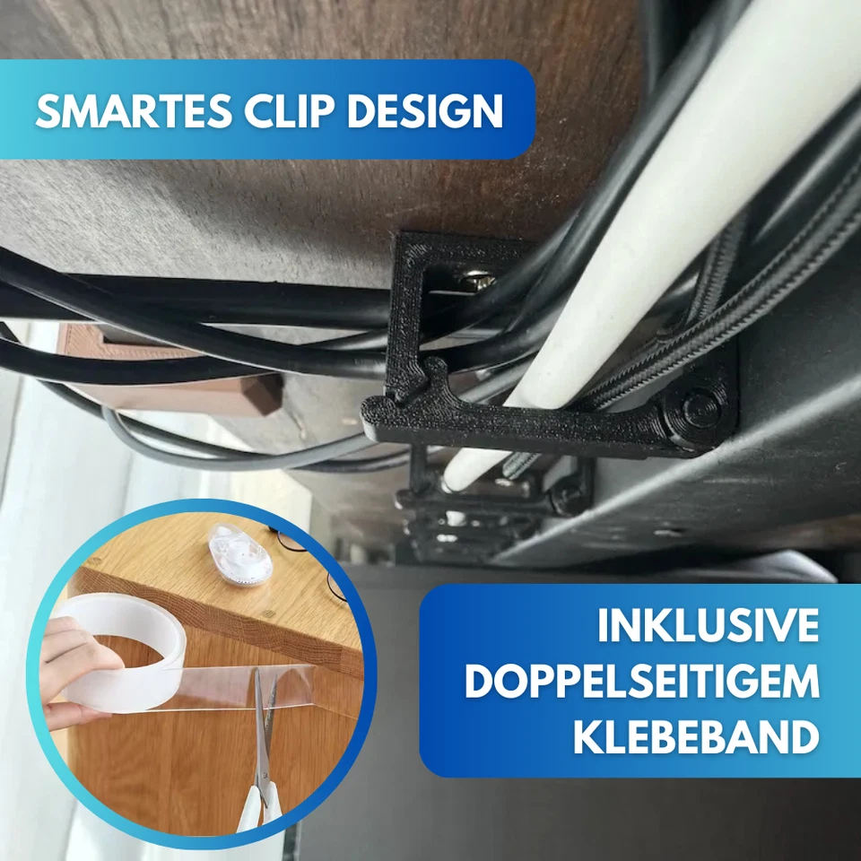 Kabelkanal Schreibtisch Untertisch Kabelhalter Organizer Kabelmanagement Clip - Bild 2 von 4