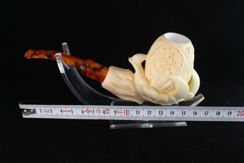 Embossed Floral Eagle's Claw Meerschaum Pipe, 100% Solid Block Meerschaum Pipe - Picture 2 of 12