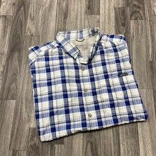 EDDIE BAUER Classic Fit Button Down Blue Plaid Casual Shirt Men's Size XL