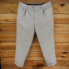 Perry Ellis Portfolio Dress Pants Mens 44x30 Beige Pleated Front Cuffed Straight