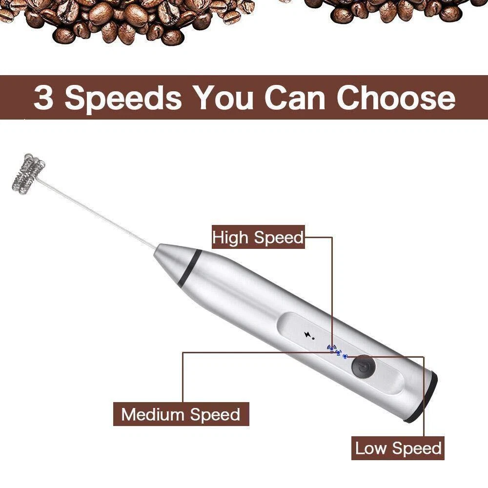 Milk Frother with Double Whisks, USB Rechargeable Foam Maker, 2 in 1 Hand-hel...