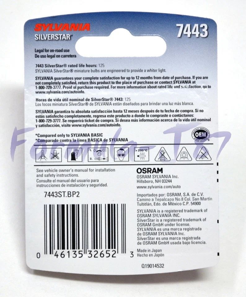 Sylvania Silverstar 7443 25/6W Two Bulbs Brake Stop Tail Parking Light Replace - Image 3 of 4