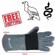 Animal Handling Gloves  Anti Bite Protection Reinforced Leather Padding 16 Inch