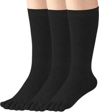 Women's Toe Socks For Running Athletic Cotton Five Finger Socks 4 Pack Black...